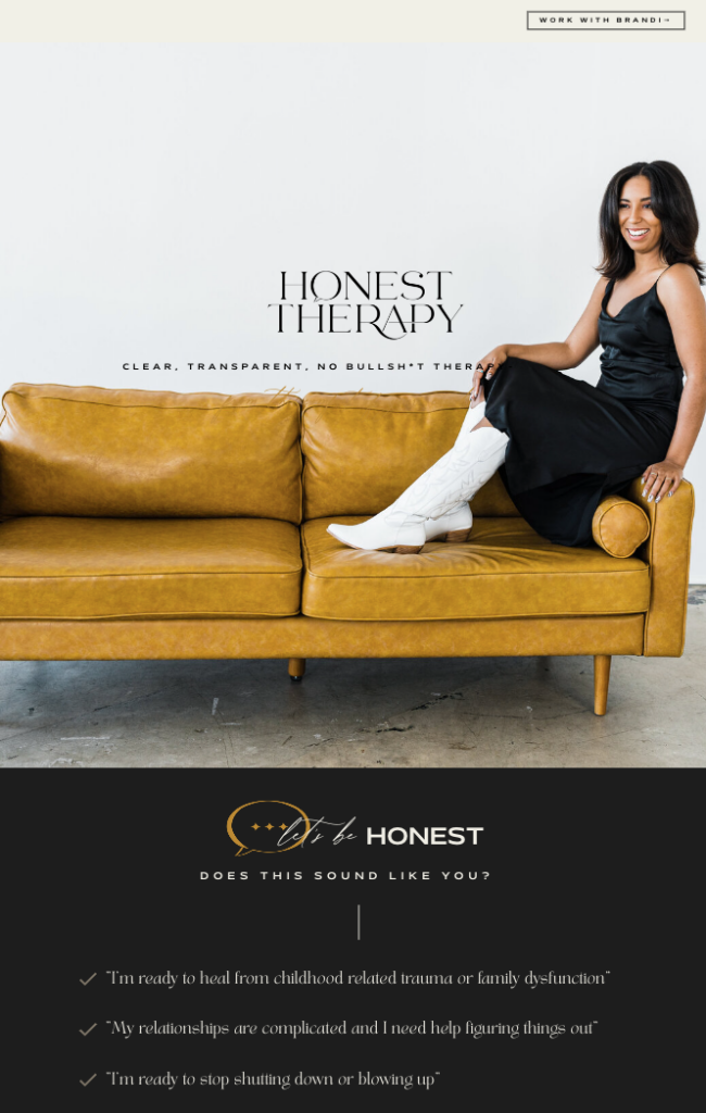 Custom designed on Showit - Website for a therapist