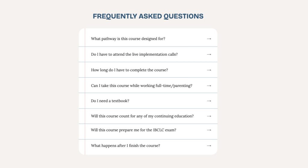 screenshot of website FAQ; example of how to write FAQ